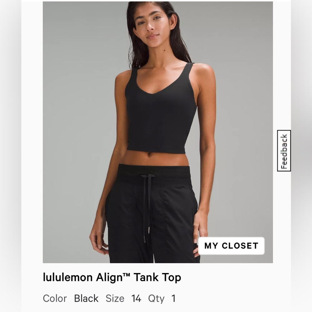 Lululemon Align Crop Tank- size 14